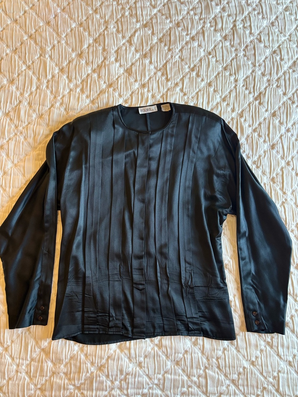 Spitalnick &Co Vintage 100% Silk Blouse Size 12 Black